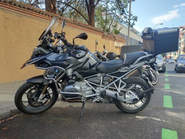 January 4, Madrid (Spain). BMW R 1200 GS. The BMW R1200GS and R1200GS Adventure are motorcycles manufactured in Berlin, Germany by BMW Motorrad, part of the BMW group. It is one of the BMW GS family of dual sport motorcycles stock photo