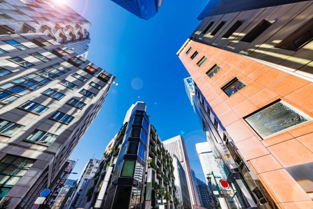 istock Buildings in Tokyo with beautiful sunlight 1455107017