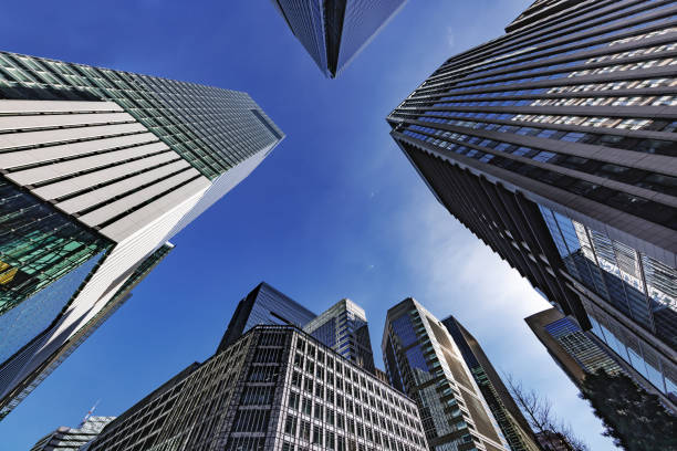 istock Buildings in Tokyo with beautiful sunlight 1455107076