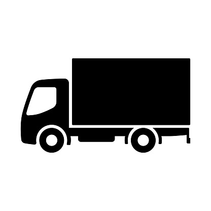 Van icon. Small delivery truck. Black silhouette. Side view. Vector simple flat graphic illustration. Isolated object on a white background. Isolate.