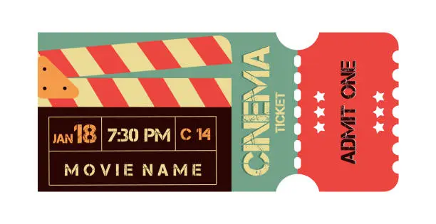 Vector illustration of Cinema ticket.vintage ticket