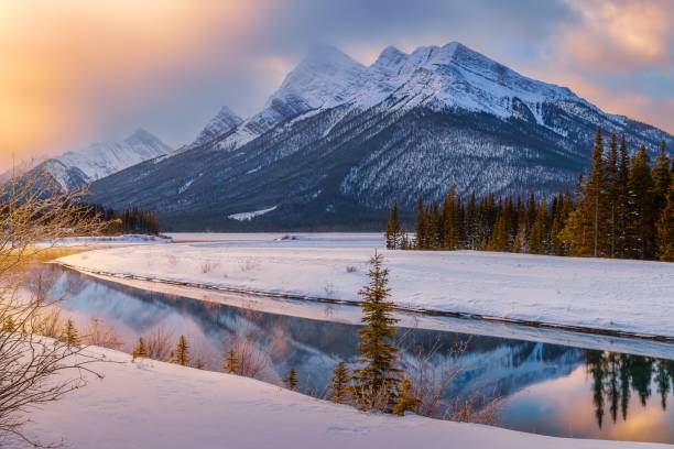 istock Sunrise Mountains Reflections In The Winter 1455114768