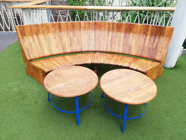 istock Wood furnitures placed on the balcony 1455121517