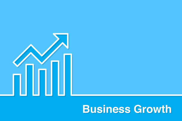 концепции роста с линейным графиком на синем фоне - spreadsheet improvement analyst graph stock illustrations