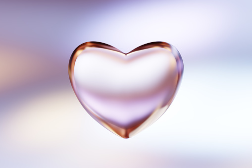 heart shape glass morphism, 3d rendering