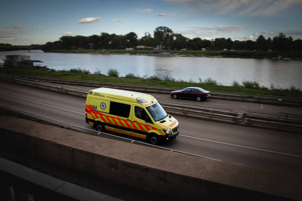 yellow ambulance car