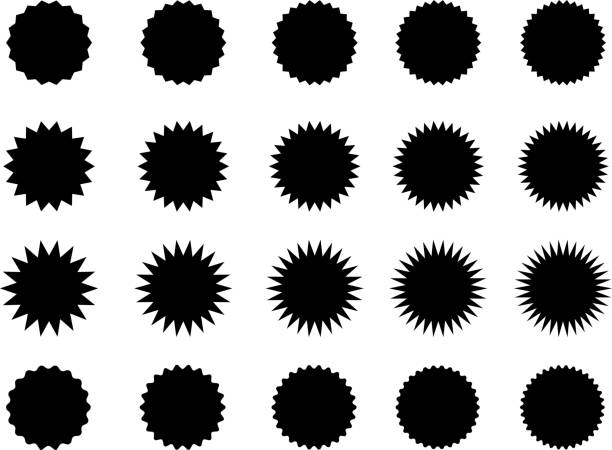 illustrazioni stock, clip art, cartoni animati e icone di tendenza di set di fiamme frastagliate - zigzag