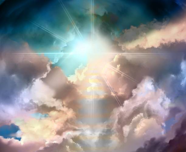istock Fantasy background landscape  illustration of beautiful shining mysterious light and rainbow colored nebulae and stars drifting in space 1455135492