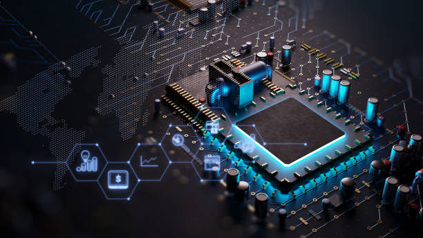 istock 3d rendering  of futuristic blue circuit board and cpu 1455137601