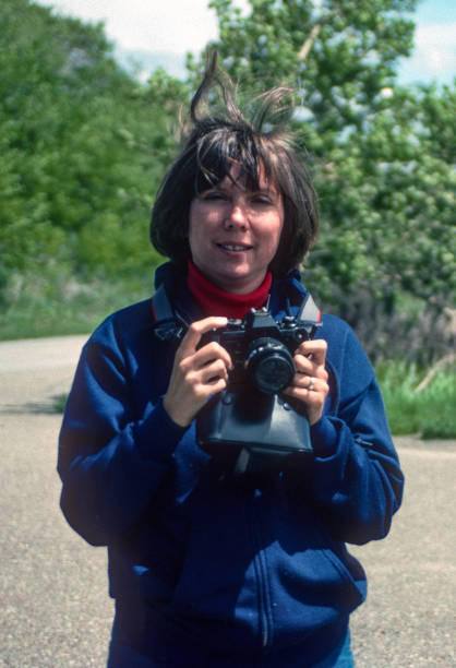 Glacier NP - Hiker with Camera - 1989 stock photo