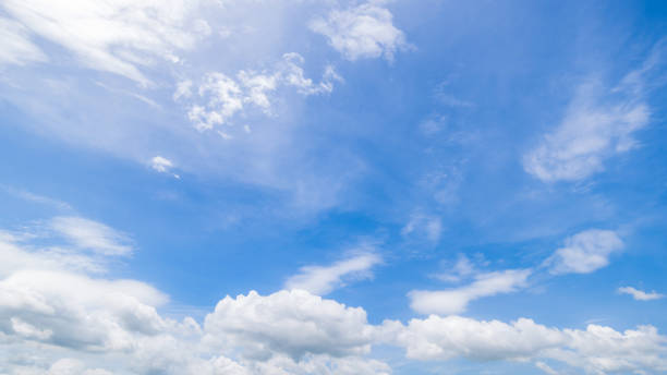 istock Panoramic view of clear blue sky and clouds, clouds with background. 1455144682