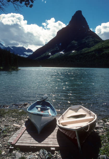 Glacier NP - Canoes at Swiftcurrent Lake - 1989