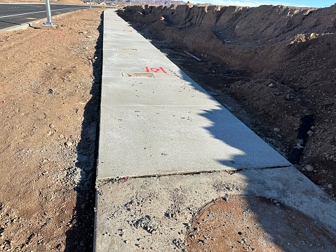 New concrete sidewalk