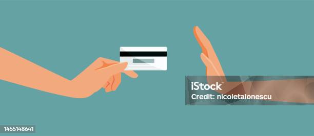 Bank Refusing Vector Person Refusing Credit Card Electronic Payment Vector Cartoon ...