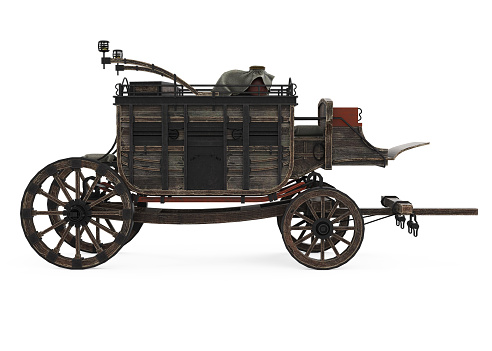 Wooden Carriage isolated on white background. 3D render