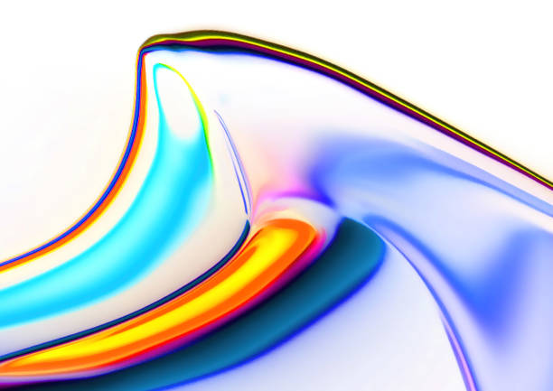 3d rendering Curve Dynamic Fluid Liquid Wallpaper. Light Pastel Cold Color Colorful Swirl Gradient Mesh. Bright Pink Vivid Vibrant Smooth Surface. Blurred Water Multicolor Neon Sky Gradient Background