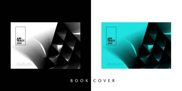 Vector illustration of Realistic book mockup. Cover design template. 3D wavy background with dynamic effect.