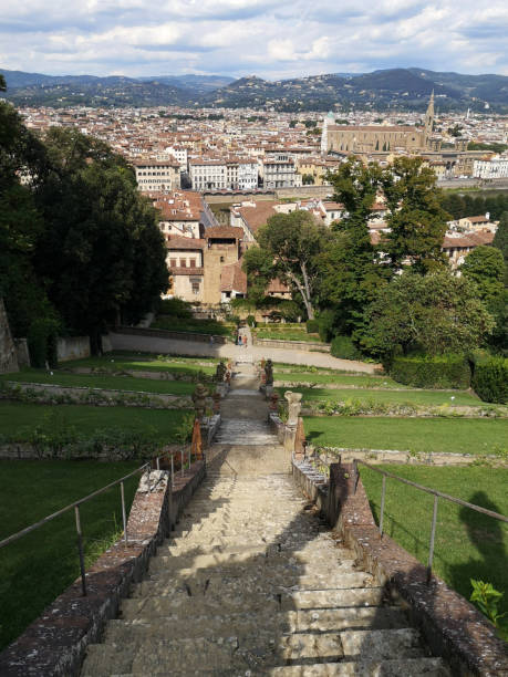 Florence cityscape viewed from the Giardino Bardini, an Italian Renaissance garden of the Villa Bardini in the hilly part of Oltrarno, in Florence - Tuscany
