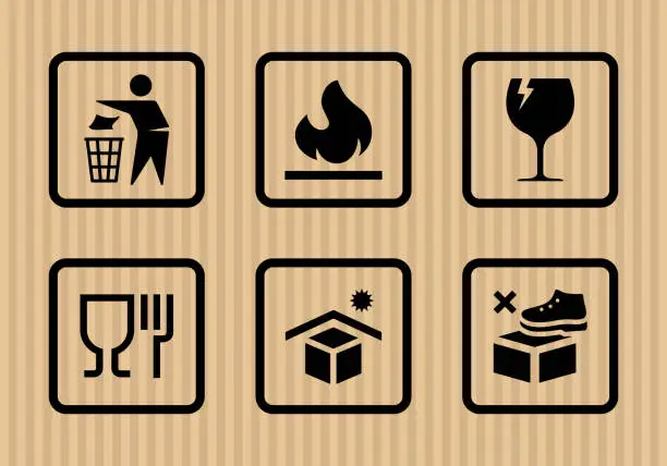 Vector illustration of Cardboard packaging icon set vector illustration