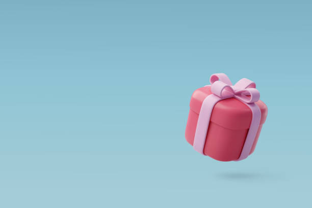 istock 3d Vector of red valentine's day present gift box putting on blue. Anniversary, Valentine's Day Concept 1455157686