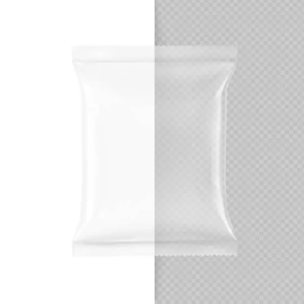 Vector illustration of Universal pillow bag mockup. Vector illustration isolated on white background.