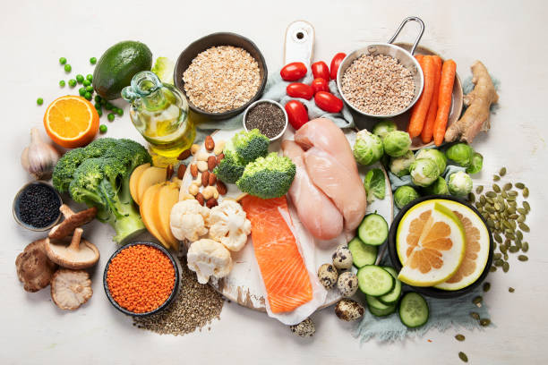 selección de alimentos saludables. - nutrient fotografías e imágenes de stock