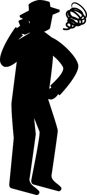 Silhouette of a man who makes a phone call in trouble / illustration material (vector illustration)