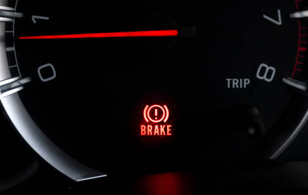 istock Car dashboard show status light icon BRAKE and steering wheel 1455168024