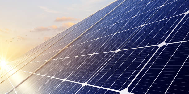 istock Solar panels reflect sparkling morning sunlight, Clean energy, and good environment 1455169723