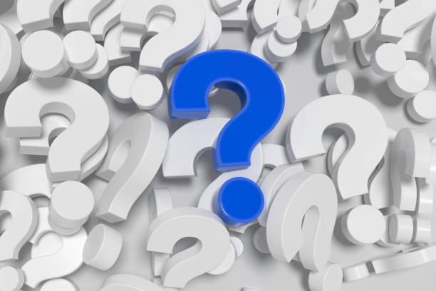 istock Pile of white question mark symbols with blue question mark on top. 1455169937