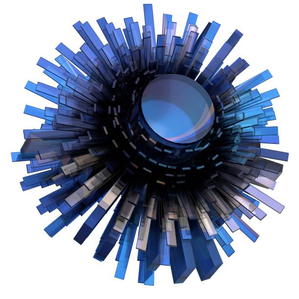 Blue transparent viral geometry with countless spikes Abstract, dramatic, passionate, luxurious and exclusive isolated 3D rendering graphic design elemental background material
