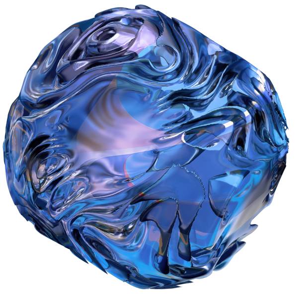 istock Blue detailed detail wave patterned glass sphere geometry abstract dramatic passionate luxury luxury isolated 3D rendering graphic design elemental background material 1455179124