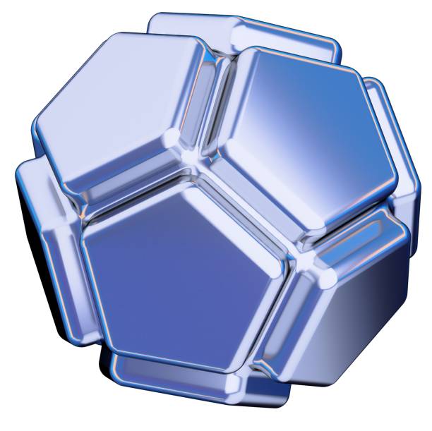 Blue metallic ico Sphere crushed and extruded geometry Abstract, dramatic, passionate, luxurious and exclusive isolated 3D rendering graphic design elemental background material