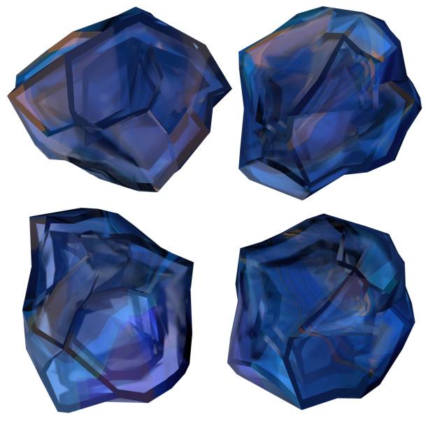 blue 4 glass rocky ice block transparent geometry abstract dramatic passionate luxurious luxurious isolated 3D rendering graphic design elemental background material