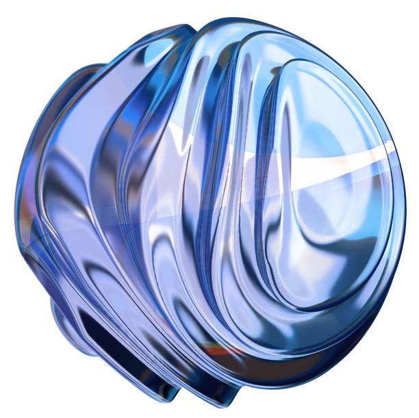 blue glassy transparent geometry abstract, dramatic, passionate, luxurious and exclusive isolated 3D rendering graphic design elemental background material