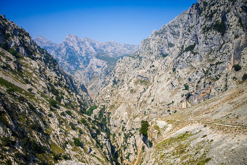 Cares trail - ruta del Cares - in Picos de Europa canyon, Asturias, Spain