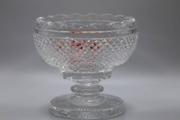 Antique lead crystal glass footed bowl