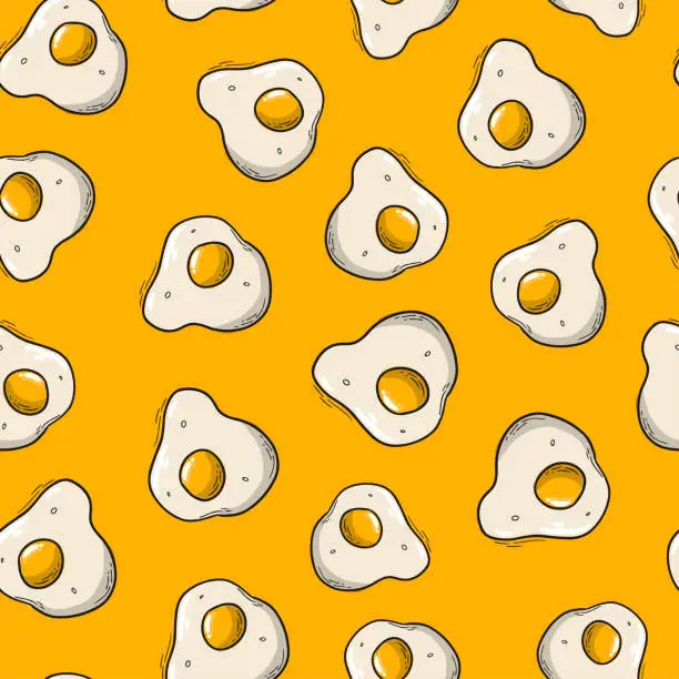 Vector illustration of Seamless pattern with eggs on yellow background