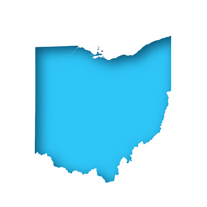 Map of Ohio cut out on a blank white paper with a blue background. Modern and trendy paper cutout effect. Vector Illustration (EPS file, well layered and grouped). Easy to edit, manipulate, resize or colorize. Vector and Jpeg file of different sizes.