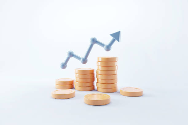 istock Graph up arrow on coin stacks. Financial success and growth concept. 1455181429
