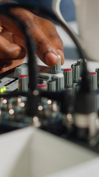 istock Close up of hand using recording equipment on camera 1455183648