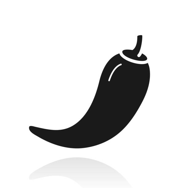 Chilli pepper. Icon with reflection on white background Icon of "Chilli pepper" with its reflection and isolated on a blank background. Vector Illustration (EPS file, well layered and grouped). Easy to edit, manipulate, resize or colorize. Vector and Jpeg file of different sizes. serrano chili pepper stock illustrations