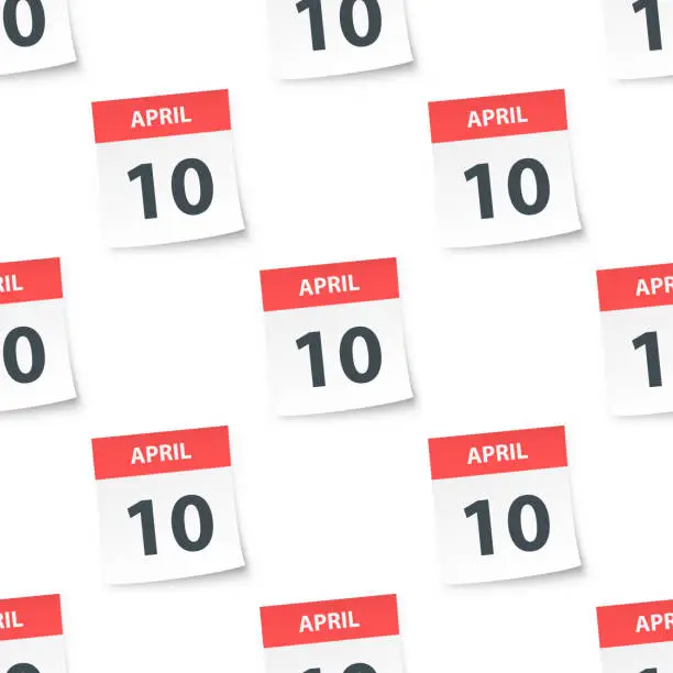 Vector illustration of April 10 - Daily Calendar seamless pattern