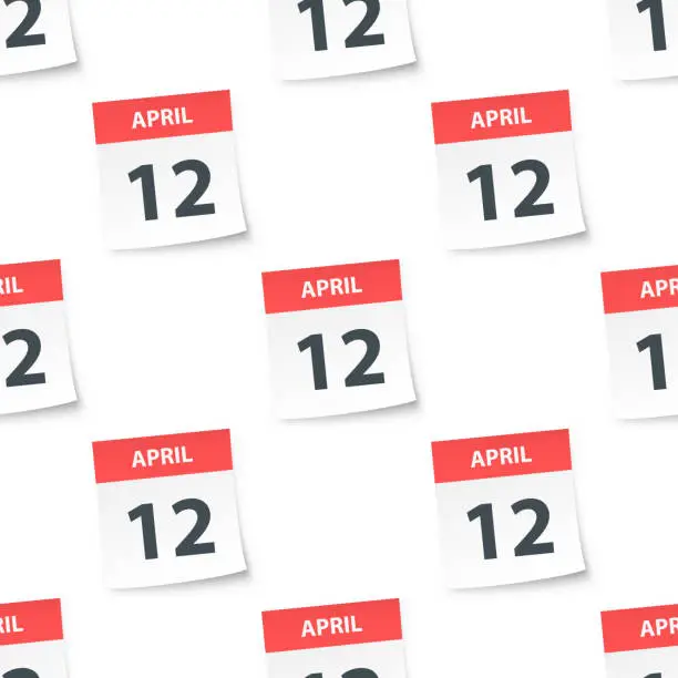 Vector illustration of April 12 - Daily Calendar seamless pattern