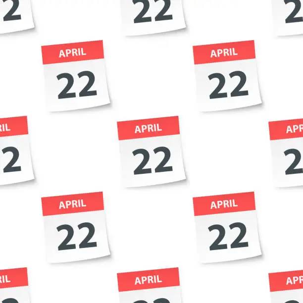 Vector illustration of April 22 - Daily Calendar seamless pattern