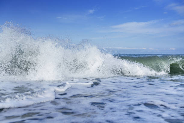 Breakling waves at the beach in the morning