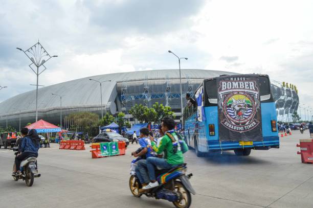 Bandung, West Java, Indonesia - 2018/03/26: The enthusiasm of Persib supporters to watch the game to the stadium
