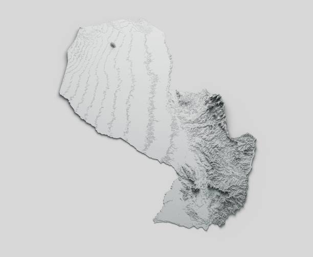 istock 3d rendering of the Paraguay relief map isolated on gray background 1455197186