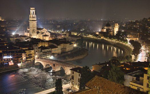 Verona night view, Veneto, Italy