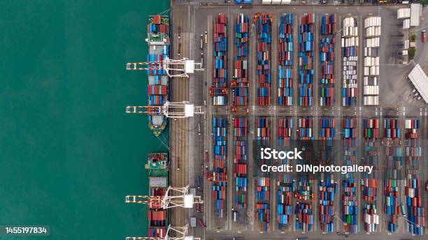Container Export Import Loading Commercial Port Loading And Unloading Cargo From Container Ship Import ...